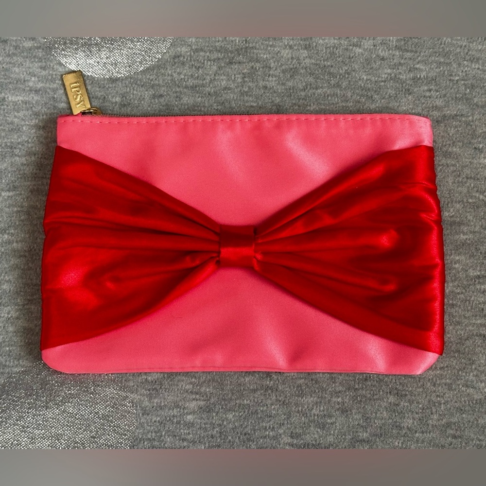 5 for $15! Ipsy Makeup Bag Pink Red Satin Bow